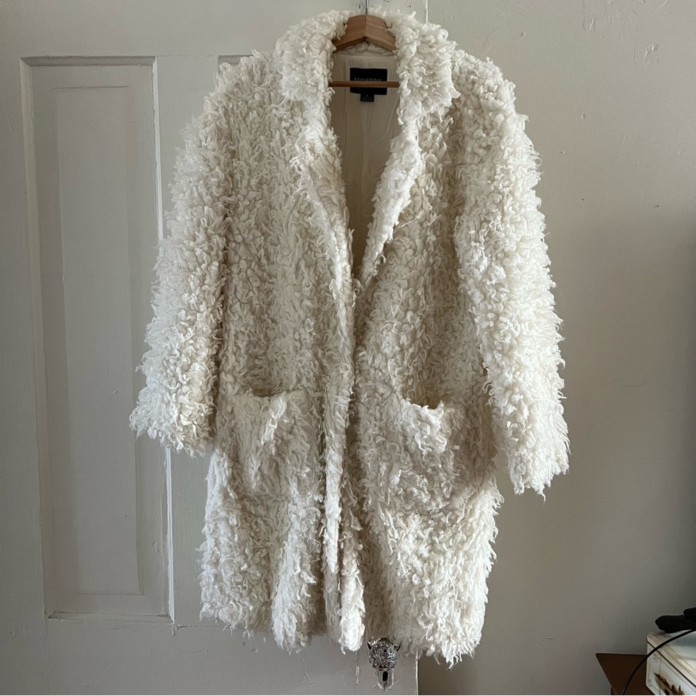 Cream MinkPink Faux Fur Coat